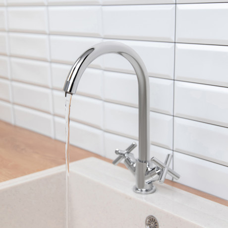 RAIN Смеситель для кухни Кристал, кран-буксы 1/2, гайка, латунь, хром