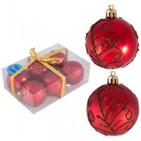 Набор шаров &quot;Завитки&quot;  (6шт) цвет красный Волшебная страна