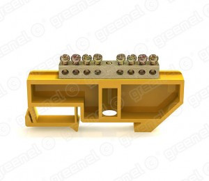 GREENEL Шина 6х9 8/1 с изолятором на DIN-рейку 35мм, ЖЕЛТЫЙ (уп.10шт, цена за шт) GE60033-09