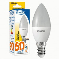 IONICH свеча C37 E14 6W(540lm) 2700К 2K 37x100 матов./пластик/алюм ILED-SMD2835-C37 1630