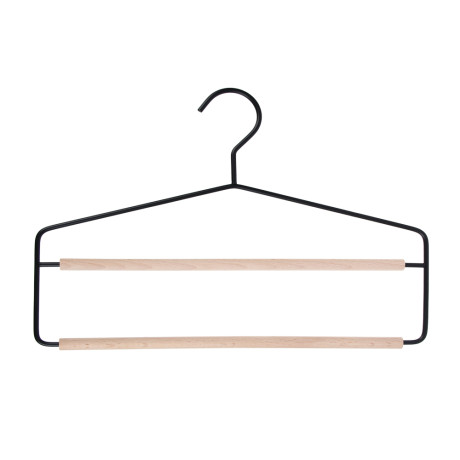 VETTA Вешалка-органайзер, 2 уровня, 34.5х25.5х0.8 см, металл, дерево, черный глянец