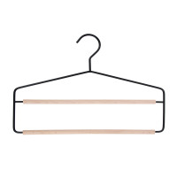 VETTA Вешалка-органайзер, 2 уровня, 34.5х25.5х0.8 см, металл, дерево, черный глянец