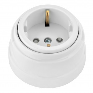 Bylectrica РЕТРО роз. ОУ 1 мест. БЕЛЫЙ (земля, шторки, корп. ABS-пластик) (16А) РА16-0206