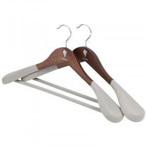 Вешалка-плечики 45см, деревянная, флокированная, широкие плечи, 2шт/уп, темно-коричн. 107905 Leonord