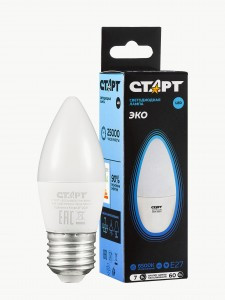 СТАРТ ЭКО Свеча E14 10W(560lm) 6500К 6K 107х38 матовая пластик WS