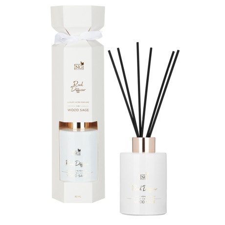 NEW GALAXY Диффузор Black&White, wood sage, white flower, bluebell, pear and freesia 80мл