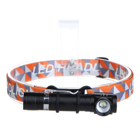 ЕРМАК Фонарь налобный,металл,с клипсой,T6 LED,4 режима,1200мАч,120х26 мм,с USB штекером,фокусировка