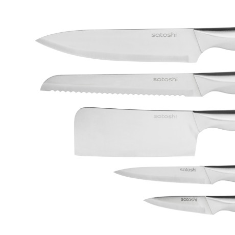 SATOSHI Морель Набор ножей кухонных 9пр, ручки хром, акриловая подставка