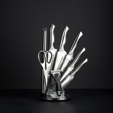 SATOSHI Морель Набор ножей кухонных 9пр, ручки хром, акриловая подставка
