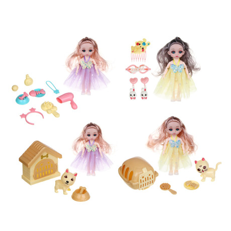ИГРОЛЕНД Кукла шарнирная 15 см с аксессуарами, PP, ABS, PVC, 22х5,5х20 см, 4 дизайна