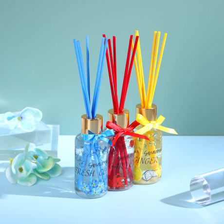 LADECOR Аромадиффузор с цветными палочками, Путешествия, 50 мл Свежесть хлопка/Гардения/Имбирный чай