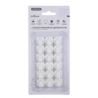 СНОУ БУМ Держатели для гирлянд и проводов, самоклеящиеся, 18шт, 15х15мм, PP