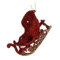 СНОУ БУМ Подвеска декоративная &quot;Сани&quot; 10.5x6x3.5 см, пластик, глиттер, красный