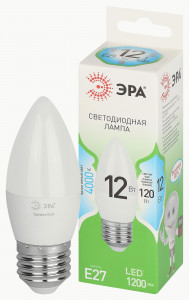 ЭРА GREEN LINE лампа св/д свеча E27 B35 12W(1200lm) 4000K 4K B35-12W-840-E27 GL 38x125 67141