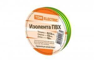 TDM Изолента ПВХ 15/10 желто-зеленая (10!) SQ0526-0027