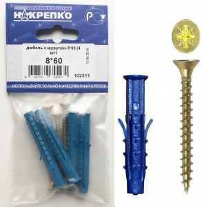 Дюбель с шурупом 8*60 (4 шт BL) (цена за уп) НАКРЕПКО 102311