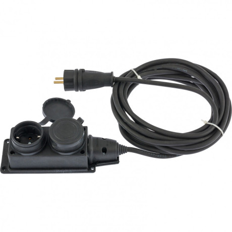 Удлинитель электрический силовой, 10 м, 2 розетки, КГ 3 х 1.5 мм, 16 А, тип УХЗ-16, Denzel