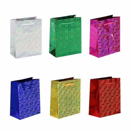 Пакет подарочный бумажный тм СНОУ БУМ 11,5x14,5x6,5 см, фольгированный, 6 цветов