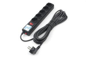 Power Cube Сетевой фильтр (удл.) ПВС 3х0.75 5роз. 7м 10А черный термореле 3716 SPG5-7M