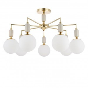 LUMION 6580/7C CLASSI LN25 фран. зол., серый/бел. мет., кер./стекло люстра E14 7x40W 220V VIVIEN