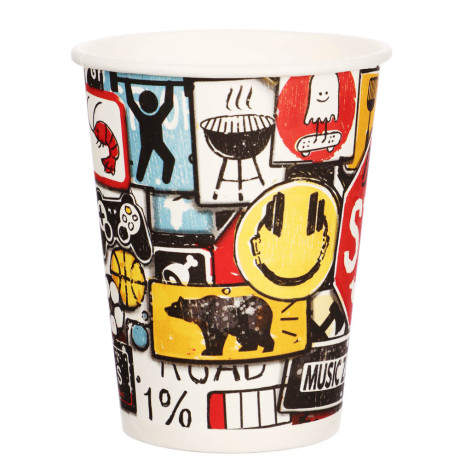 Набор бумажных стаканов Знаки яркие, в т/у пленке, 6 шт*250 мл