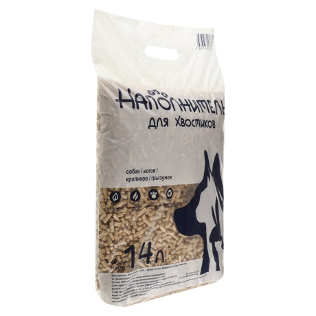Наполнитель древесный для животных "Наполнитель для Хвостиков" 14л (4кг)