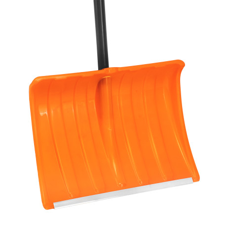 Лопата для уборки снега пластиковая, 490х370х1350 мм, стальной черенок, усиленная Сибртех