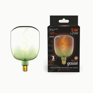 Gauss Filament V140 5W(200lm) 1800K 2K E27 green-clear flexible филамент (нитевидная) 1009802105