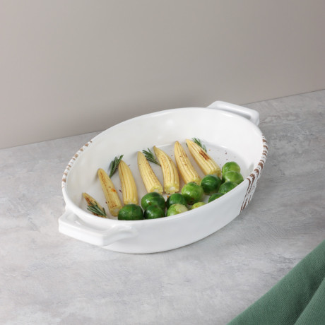 MILLIMI Форма для запекания и сервировки овал.с ручками, керамика, 31х20,5х5см, 1,1л, белая