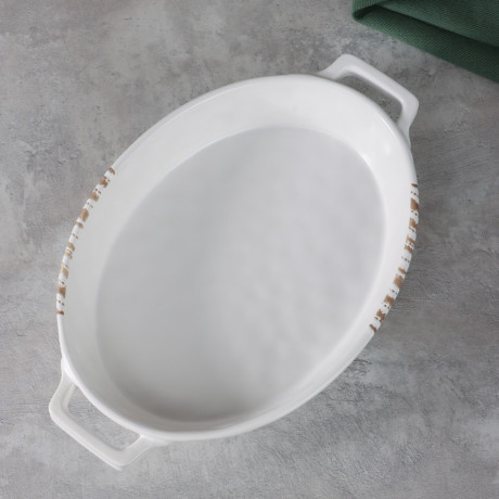 MILLIMI Форма для запекания и сервировки овал.с ручками, керамика, 31х20,5х5см, 1,1л, белая