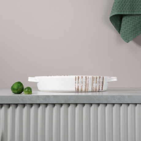 MILLIMI Форма для запекания и сервировки овал.с ручками, керамика, 31х20,5х5см, 1,1л, белая