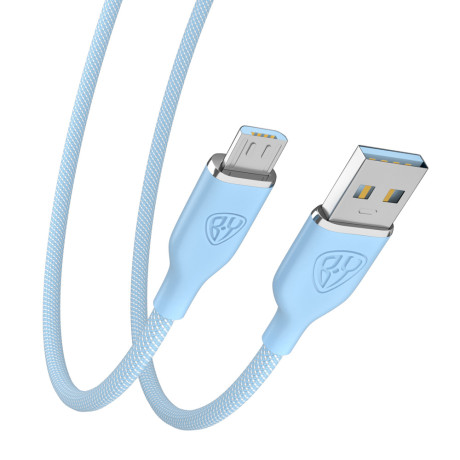 BY Кабель для зарядки Elite Micro USB, 3А, 1м, Быстрая зарядка QC3.0, 100см, голубой