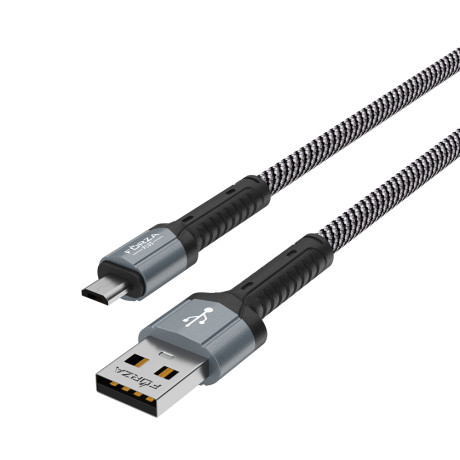 FORZA Кабель для зарядки Вернисаж microUSB, 1м, Быстрая зарядка 2.4А, 12W, тканевый , 3 цвета
