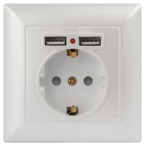 ЭРА Intro Solo роз. СУ, 1 мест. земля, P+E с 2xUSB 16А-, штор. перламутр, 250В, IP20, 4-410-06 7653
