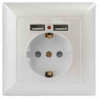 ЭРА Intro Solo роз. СУ, 1 мест. земля, P+E с 2xUSB 16А-, штор. перламутр, 250В, IP20, 4-410-06 7653