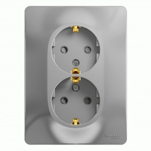 Systeme Electric GLOSSA роз. СУ 2 мест. алюм. (пл.осн., земля, штор.) GSL000326 (10!)