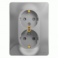 Systeme Electric GLOSSA роз. СУ 2 мест. алюм. (пл.осн., земля, штор.) GSL000326 (10!)