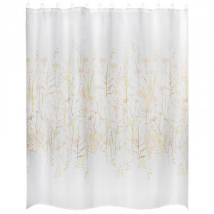 Штора для ванной комнаты полиэстер 180*180см,12 колец,Укропы бежевые,SC-PE-58,109005/Рыжий кот