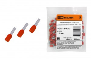 TDM наконечник-гильза штыревой втулочный изол. НШВИ F-8 Е1508 1,5мм2 (уп. 100шт., цена за ГУ) (40!)