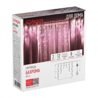 VEGAS Гирлянда-бахрома 48LED роз., 2*0,6м/12нит., 8 реж., проз., 220V