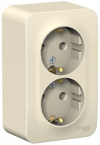 Systeme Electric BLANCA роз. ОУ 2 мест. 16А молоч. (пл.осн., земля, изол.пл.) BLNRA010212 (8!)