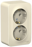 Systeme Electric BLANCA роз. ОУ 2 мест. 16А молоч. (пл.осн., земля, изол.пл.) BLNRA010212 (8!)