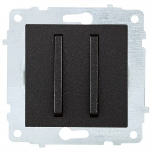 OVIVO мех. выкл. СУ 2 кл. 10А (узкая клавиша) черный металлик (ко всем рамкам) 610-000217-202