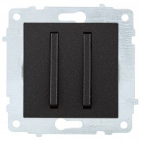 OVIVO мех. выкл. СУ 2 кл. 10А (узкая клавиша) черный металлик (ко всем рамкам) 610-000217-202