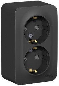 Systeme Electric BLANCA роз. ОУ 2 мест. 16А антрацит (пл.осн., земля, штор.) BLNRA011206 (8!)