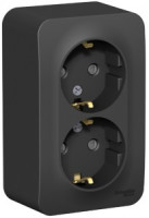 Systeme Electric BLANCA роз. ОУ 2 мест. 16А антрацит (пл.осн., земля, штор.) BLNRA011206 (8!)