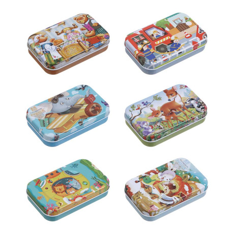 Пазлы в коробочке, 13,2х8,5см, 60 элементов, картон, металл, микс