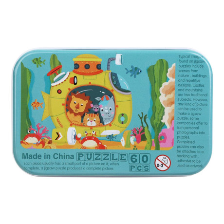 Пазлы в коробочке, 13,2х8,5см, 60 элементов, картон, металл, микс