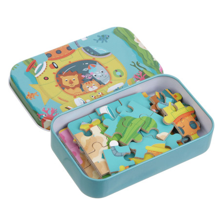 Пазлы в коробочке, 13,2х8,5см, 60 элементов, картон, металл, микс