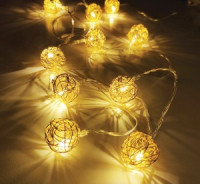 Feron Гирлянда-нить Золотые шарики 10LED 2700K статичная длина 1.2 м батарейки 2xАА IP20 CL594 51450